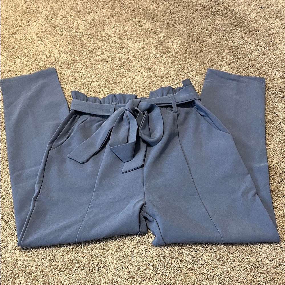 High-waisted Blue Women's Dress Pants